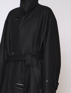 BLACK OVERSIZED DOUBLE BREASTED COAT