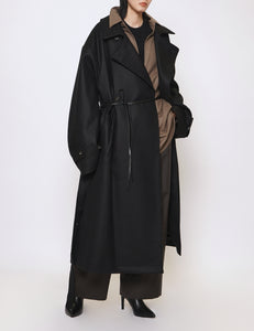 BLACK OVERSIZED DOUBLE BREASTED COAT