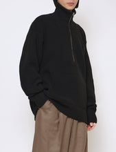 Load image into Gallery viewer, BLACK OVERSIZED DRIVERS KNIT HALF ZIP PULLOVER
