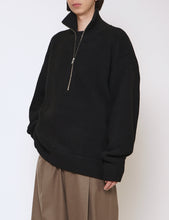 Load image into Gallery viewer, BLACK OVERSIZED DRIVERS KNIT HALF ZIP PULLOVER
