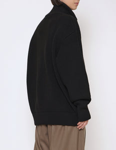 BLACK OVERSIZED DRIVERS KNIT HALF ZIP PULLOVER