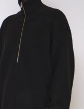 Load image into Gallery viewer, BLACK OVERSIZED DRIVERS KNIT HALF ZIP PULLOVER
