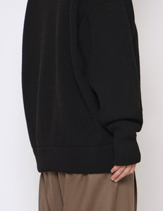 BLACK OVERSIZED DRIVERS KNIT HALF ZIP PULLOVER