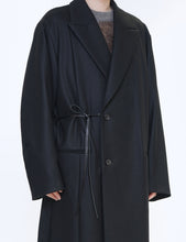 Load image into Gallery viewer, BLACK OVERSIZED MAXI-LENGTH PEAKED LAPELED COAT
