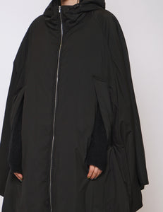 BLACK PADDED PONCHO