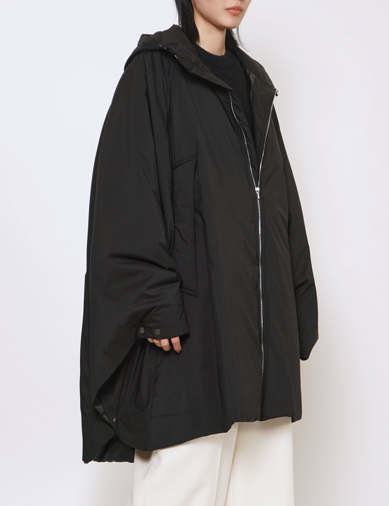 BLACK PADDED PONCHO