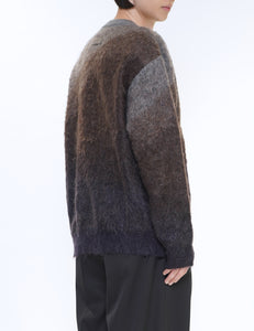 BROWN CREAM GRADATION MOHAIR KNIT PULLOVER