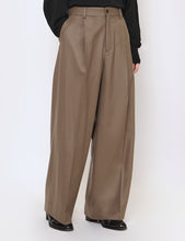 Load image into Gallery viewer, DARK BEIGE EXTRA WIDE WOOL TROUSERS
