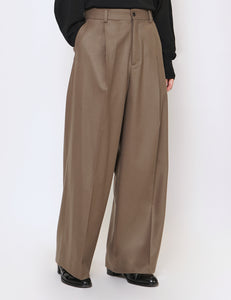 DARK BEIGE EXTRA WIDE WOOL TROUSERS