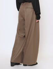 Load image into Gallery viewer, DARK BEIGE EXTRA WIDE WOOL TROUSERS
