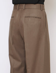 DARK BEIGE EXTRA WIDE WOOL TROUSERS