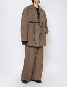 DARK BEIGE EXTRA WIDE WOOL TROUSERS