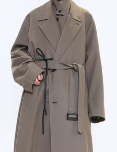 DARK BEIGE OVERSIZED DOCKING DOUBLE BREASTED COAT