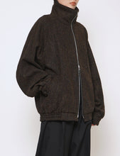 Load image into Gallery viewer, DARK BROWN TWEED ZIP UP BLOUSON
