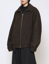 Load image into Gallery viewer, DARK BROWN TWEED ZIP UP BLOUSON
