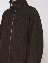 Load image into Gallery viewer, DARK BROWN TWEED ZIP UP BLOUSON
