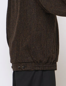 DARK BROWN TWEED ZIP UP BLOUSON