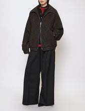 Load image into Gallery viewer, DARK BROWN TWEED ZIP UP BLOUSON
