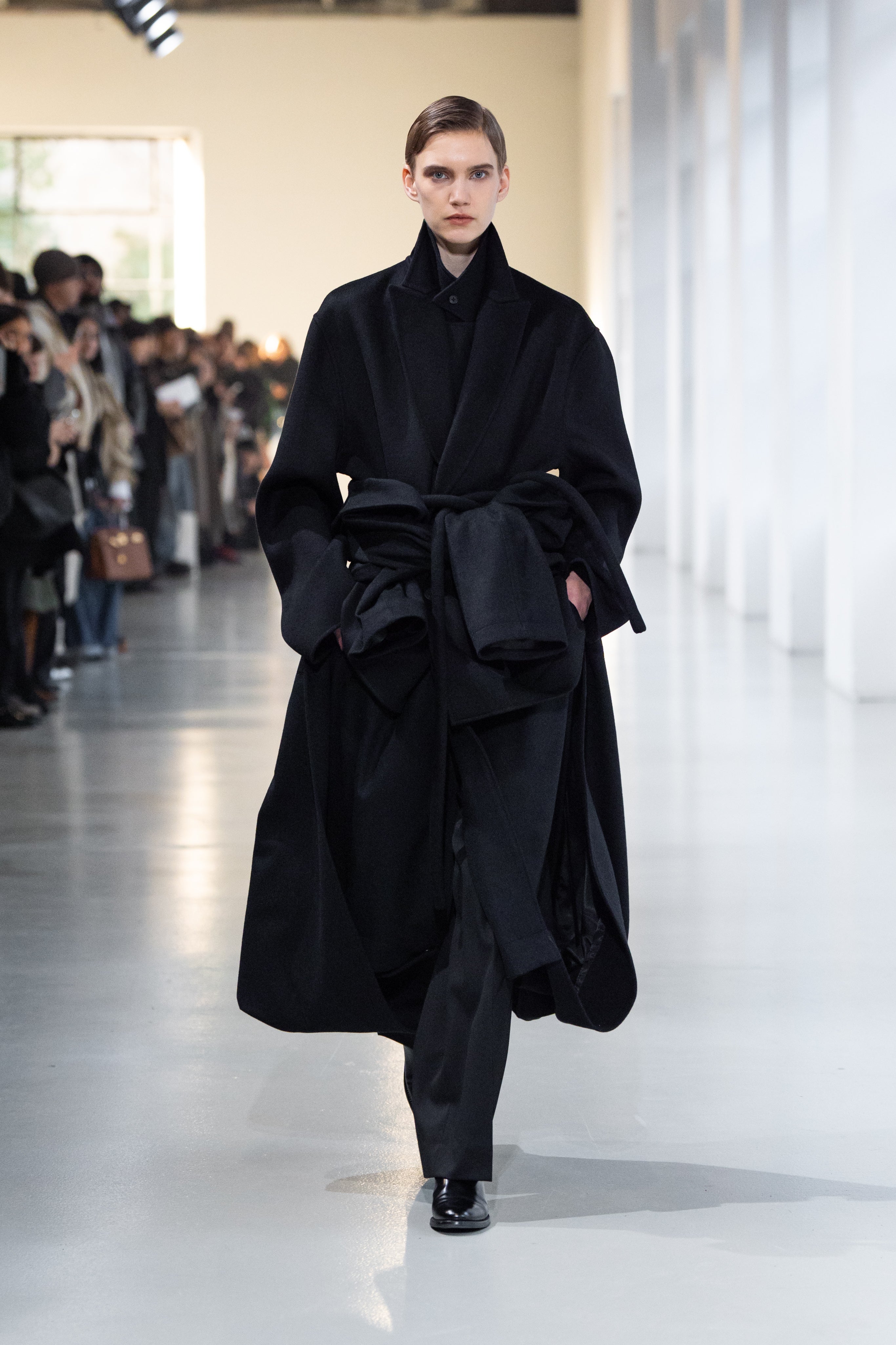 BLACK OVERSIZED LAYERED COMBINATION COAT