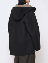 Load image into Gallery viewer, NAVY x GREY KHAKI REVERSIBLE HOODED HALF COAT
