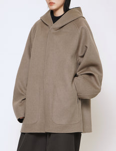 NAVY x GREY KHAKI REVERSIBLE HOODED HALF COAT