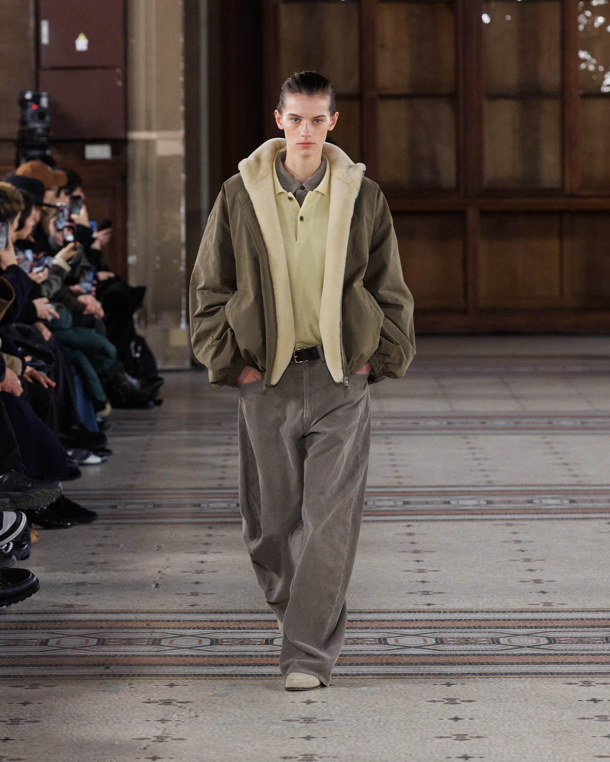 KHAKI MOUTON INNER REVERSIBLE PADDED JACKET