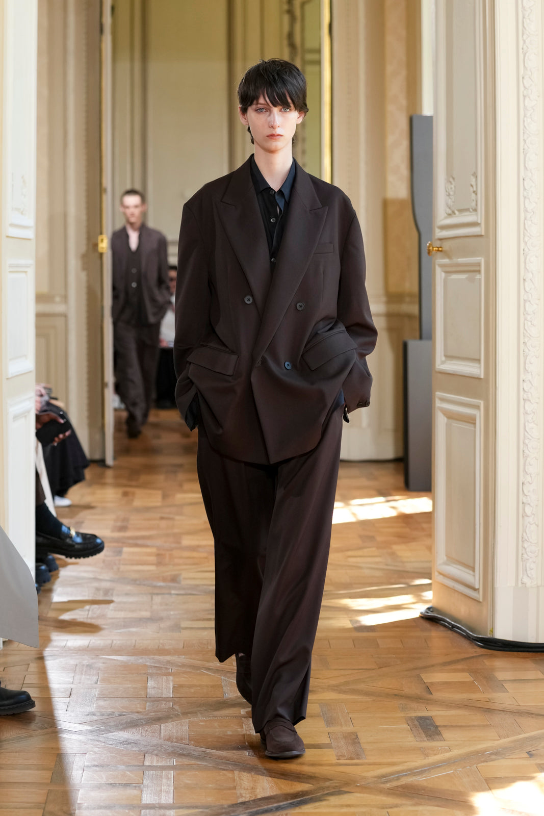 ssstein DARK BROWN EXTRA WIDE TROUSERS SS26