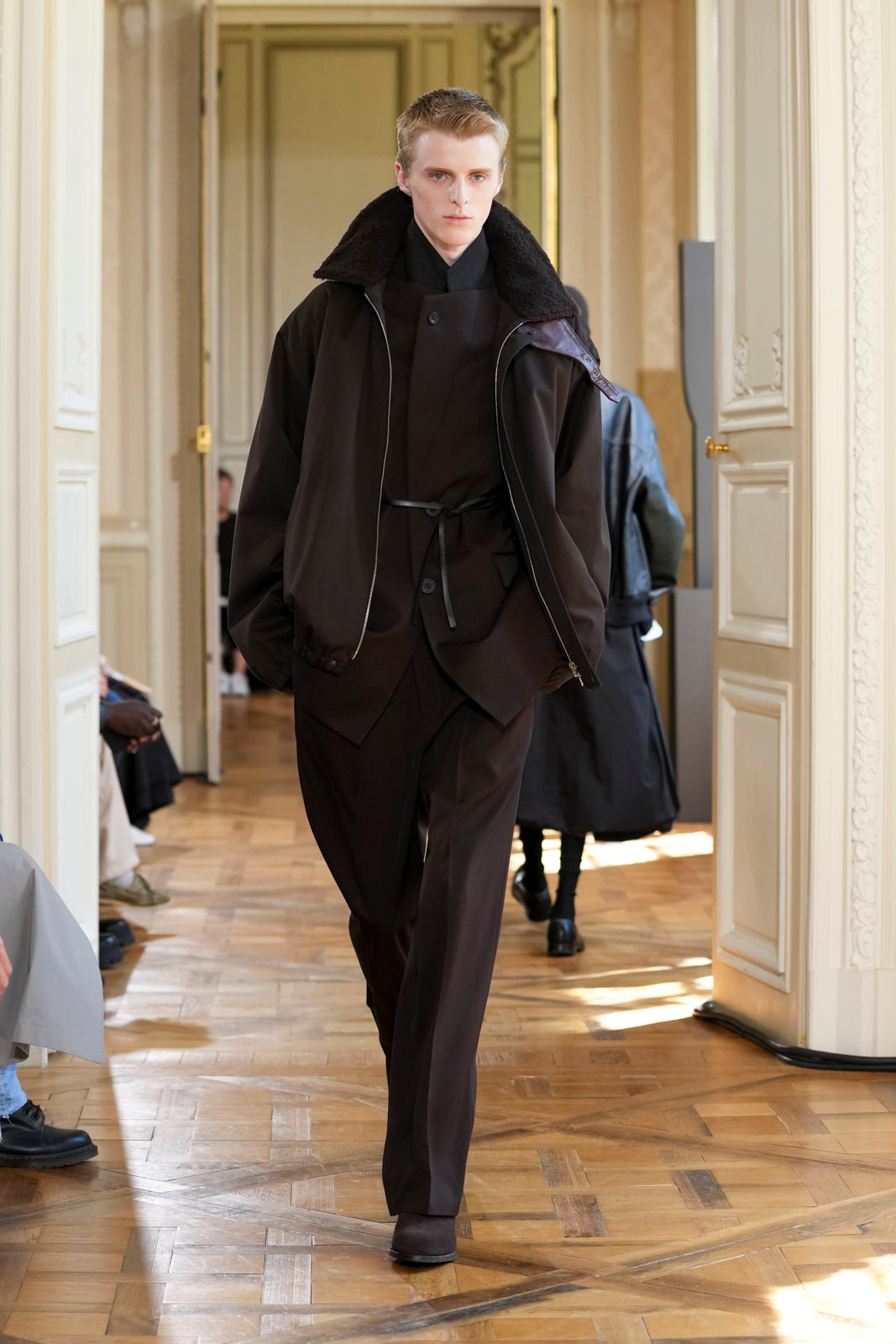 DARK BROWN MOUTON COLLAR PADDED JACKET