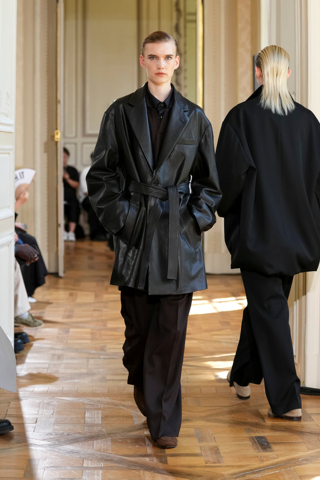 ssstein DARK BROWN LONG WIDE TROUSERS SS26