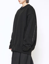 Load image into Gallery viewer, BLACK COTTON CONTRAST STITCH LONG SLEEVE KNIT
