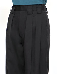 BLACK DOUBLE WIDE TROUSERS