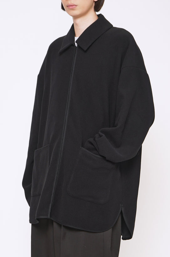 BLACK OVERSIZED KNIT COMBINATION SHIRT