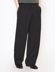 BLACK HIGH STRETCH WIDE KNIT TROUSERS