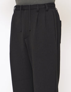BLACK HIGH STRETCH WIDE KNIT TROUSERS