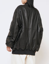 Load image into Gallery viewer, BLACK LEATHER FLIGHT JACKET
