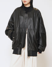 Load image into Gallery viewer, BLACK LEATHER FLIGHT JACKET
