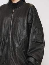 Load image into Gallery viewer, BLACK LEATHER FLIGHT JACKET
