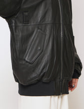 Load image into Gallery viewer, BLACK LEATHER FLIGHT JACKET
