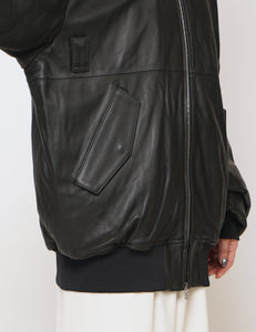 BLACK LEATHER FLIGHT JACKET