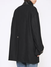 Load image into Gallery viewer, BLACK LEATHER FLY FRONT LONG JACKET
