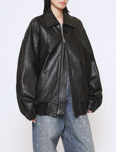 Load image into Gallery viewer, BLACK LEATHER ZIP SHORT JACKET
