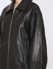 Load image into Gallery viewer, BLACK LEATHER ZIP SHORT JACKET
