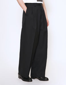 BLACK LONG WIDE TROUSERS