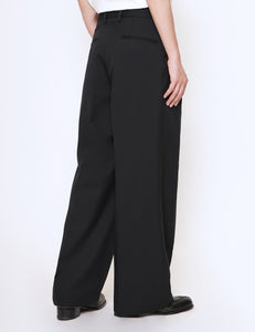 BLACK LONG WIDE TROUSERS