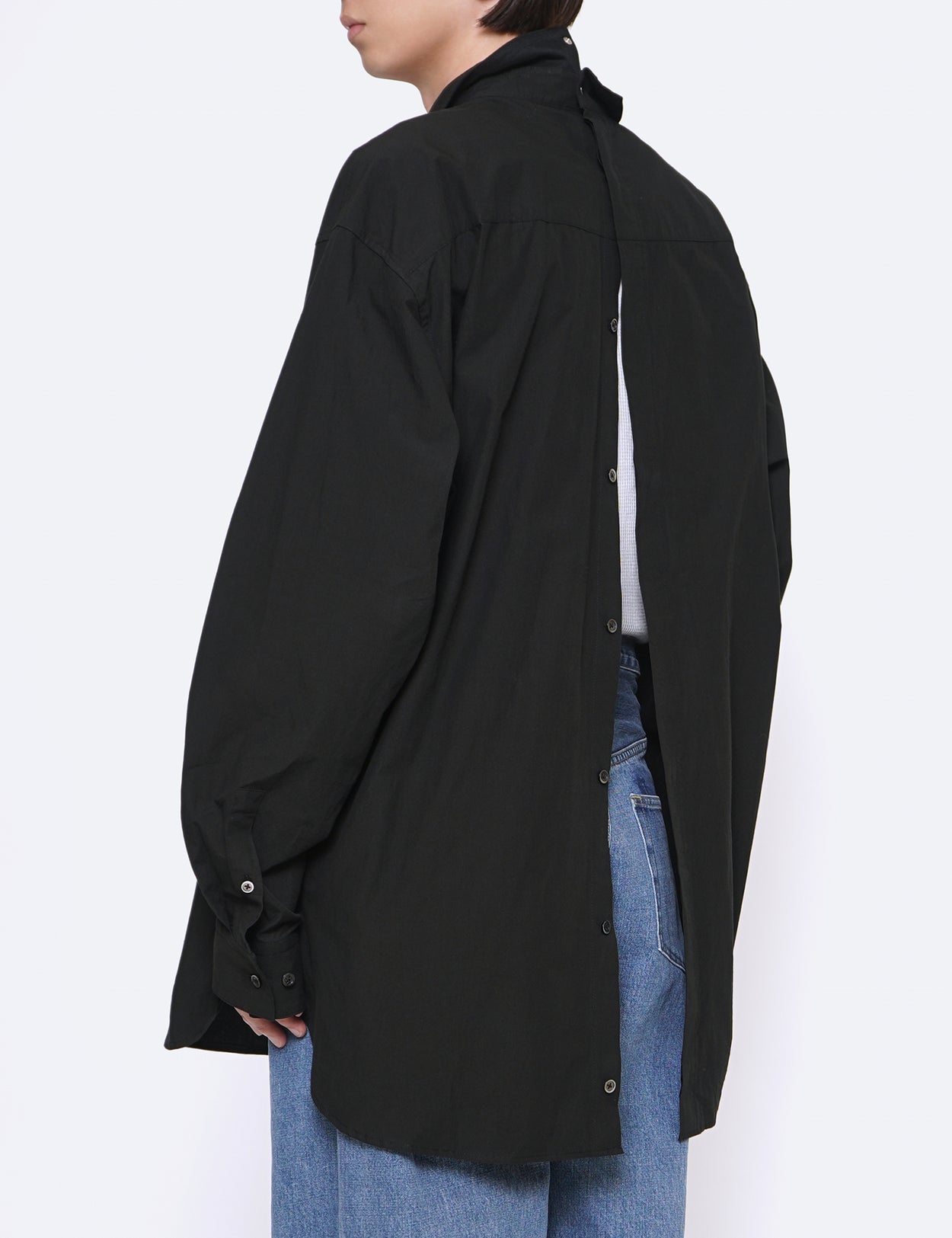 stein BLACK OVERSIZED BREAKABLE LONG SHIRT – GRAPH LAYER