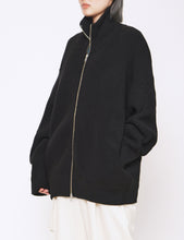 Load image into Gallery viewer, BLACK OVERSIZED DRIVERS KNIT ZIP JACKET
