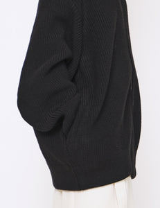 BLACK OVERSIZED DRIVERS KNIT ZIP JACKET