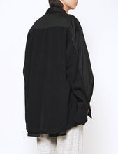 Load image into Gallery viewer, BLACK OVERSIZED KNIT COMBINATION SHIRT
