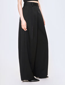 BLACK OVERTUCKED EXTRA WIDE TROUSERS