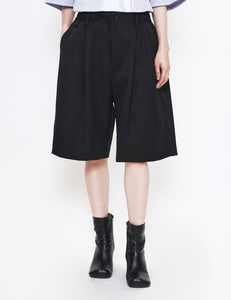 BLACK WIDE EASY SHORT TROUSERS